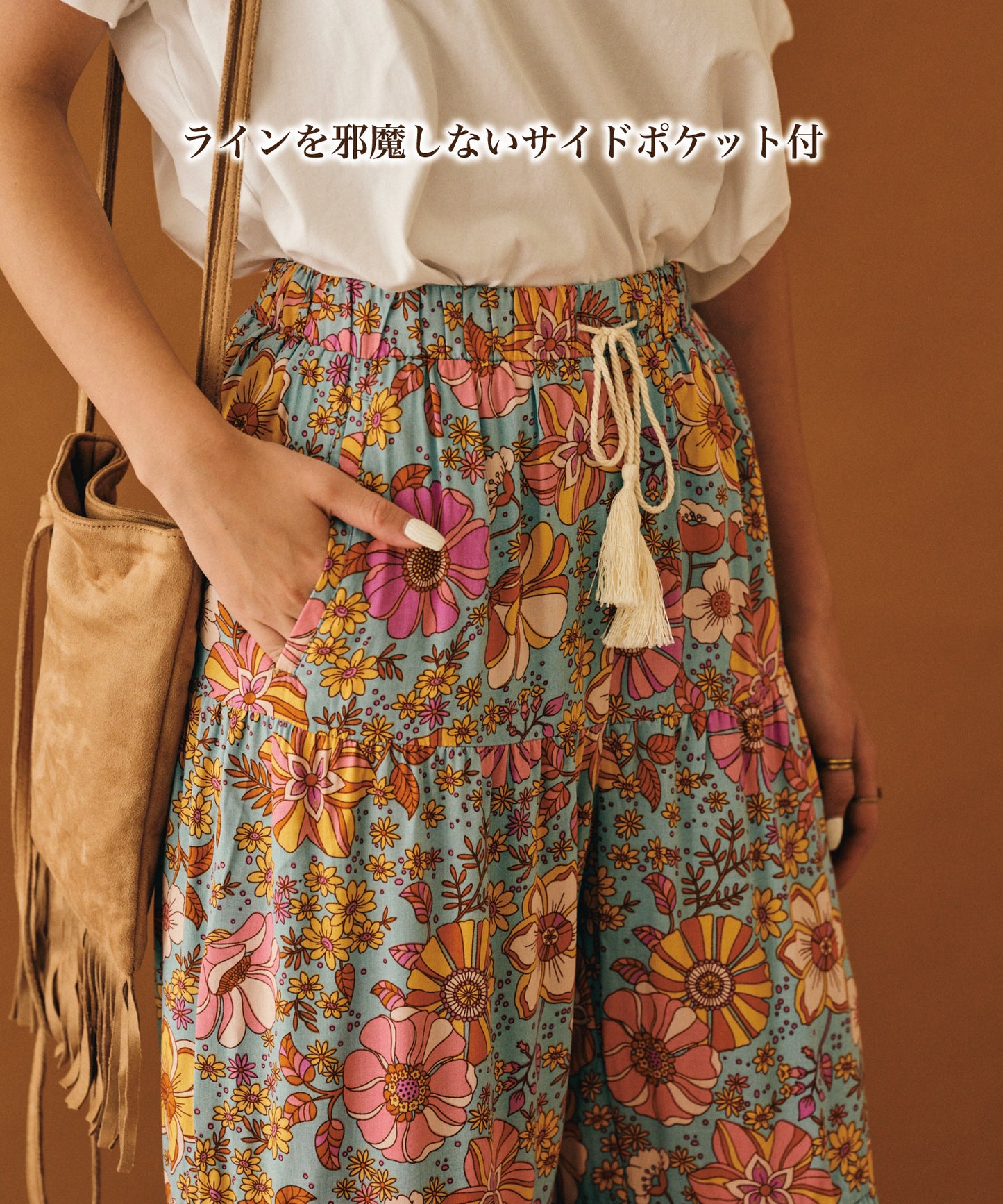 hippie flower ワイドパンツ