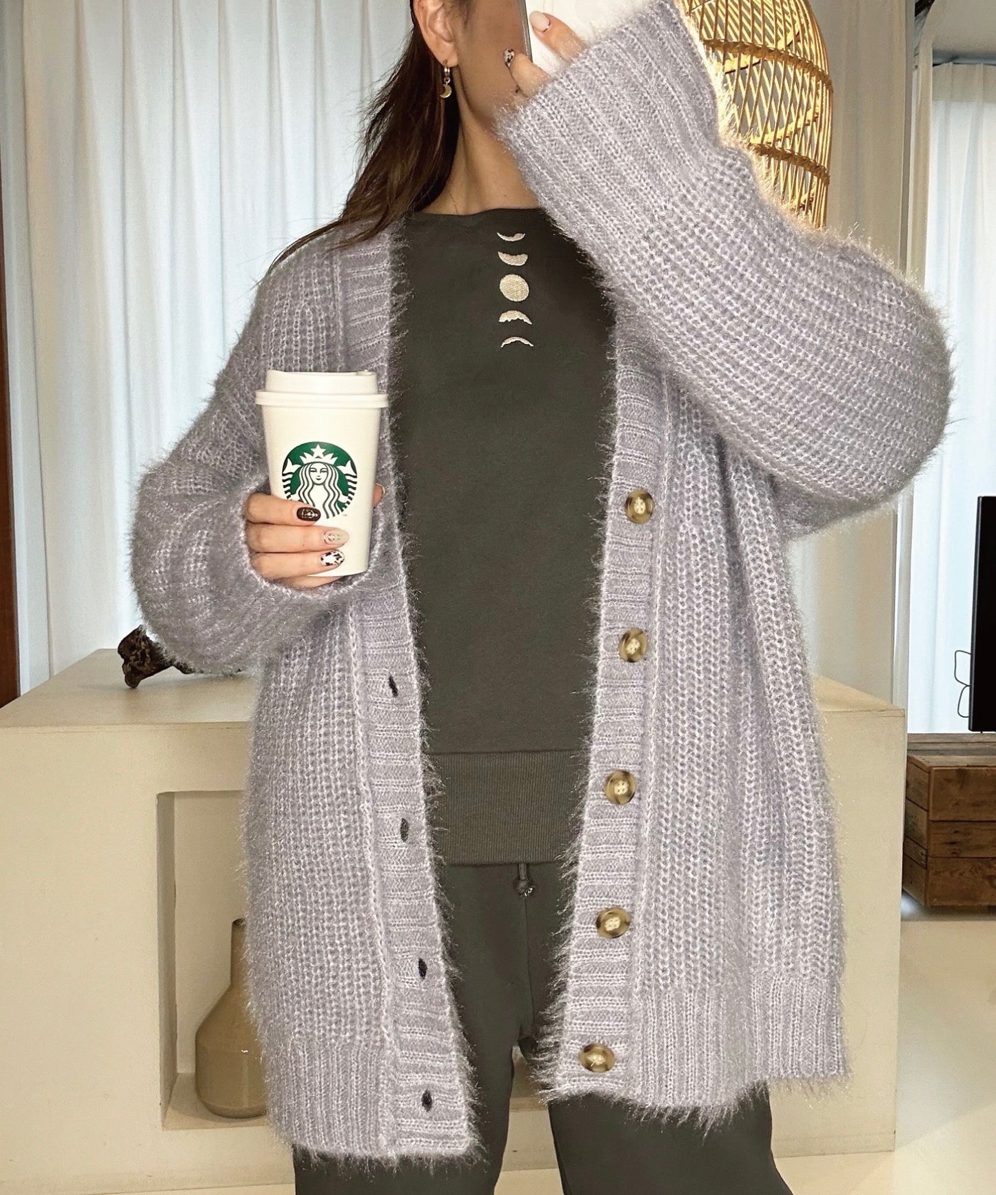 もちもち モヘアライクカーディガン