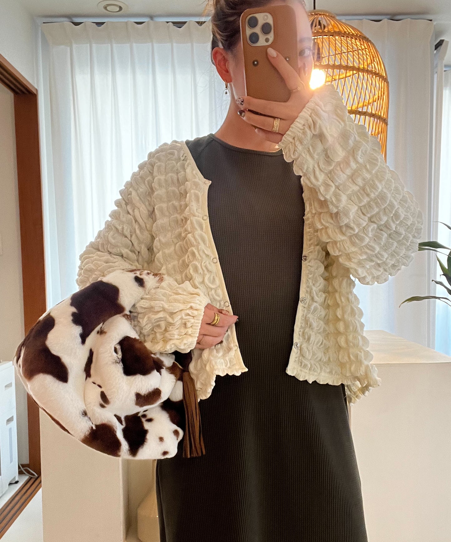 ゆるっとシルエットぽこぽこ2wayカーデ
