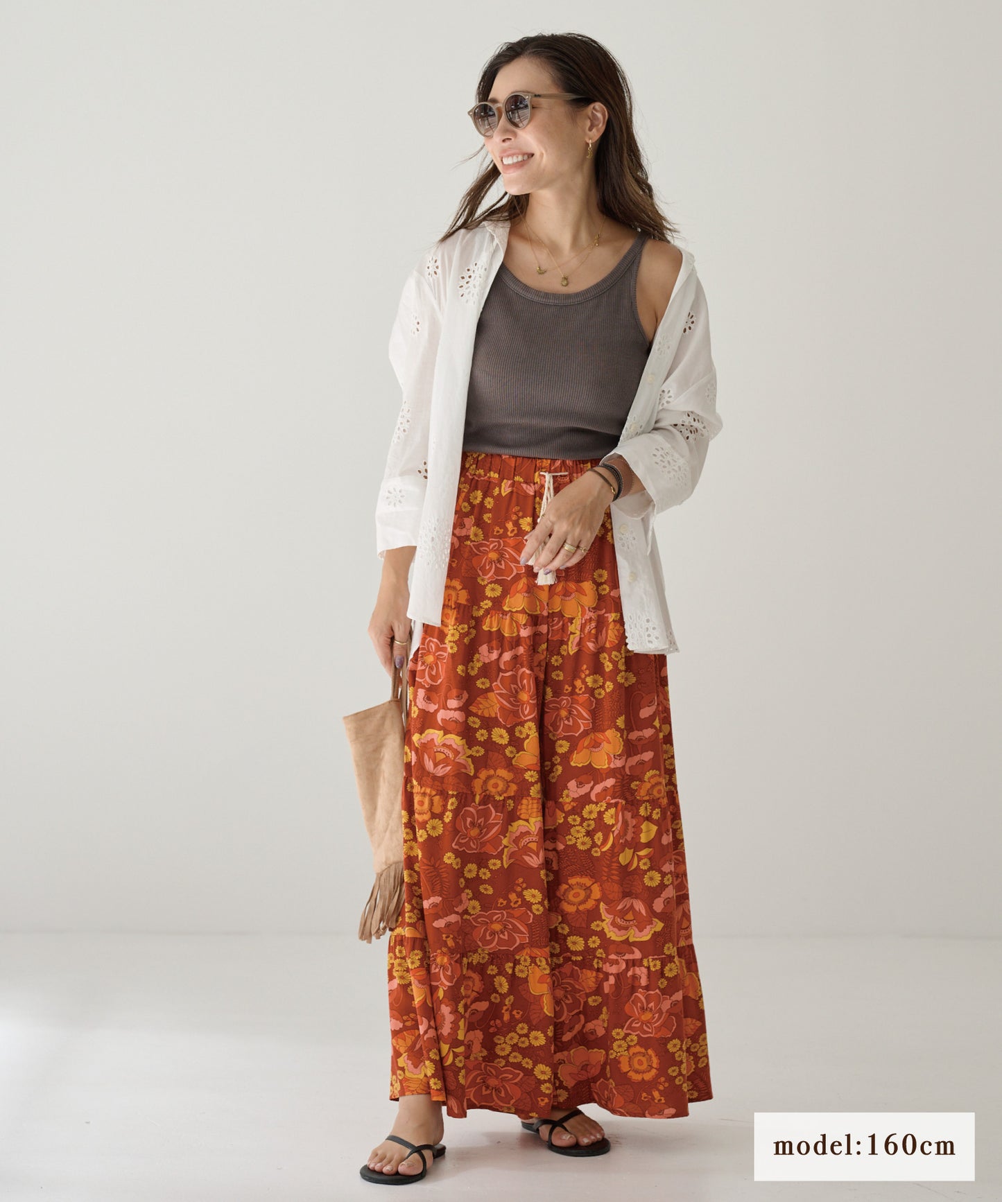 hippie flower ワイドパンツ