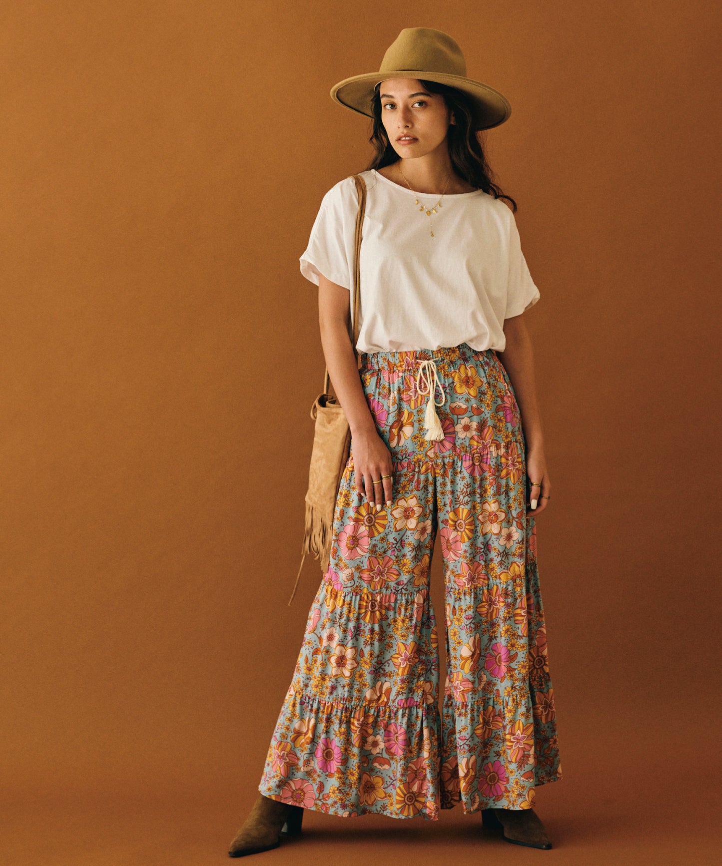hippie flower ワイドパンツ
